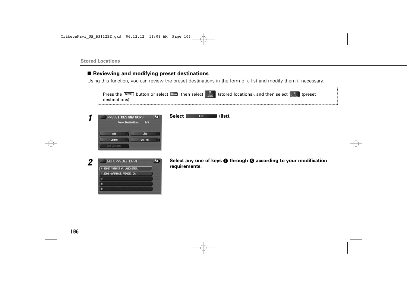 Subaru 2012 Tribeca Navigation System User Manual | Page 107 / 126