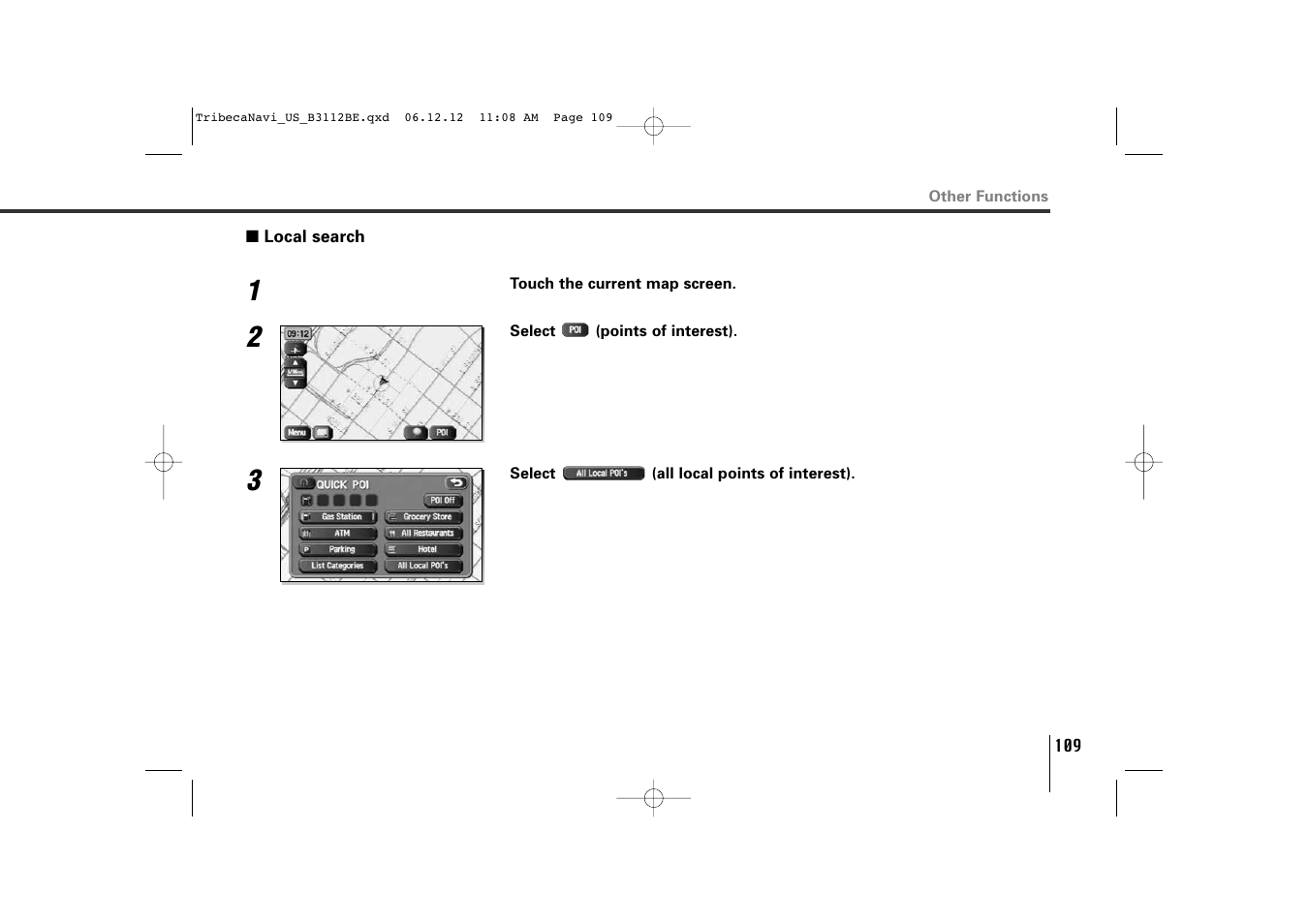 Subaru 2012 Tribeca Navigation System User Manual | Page 110 / 126