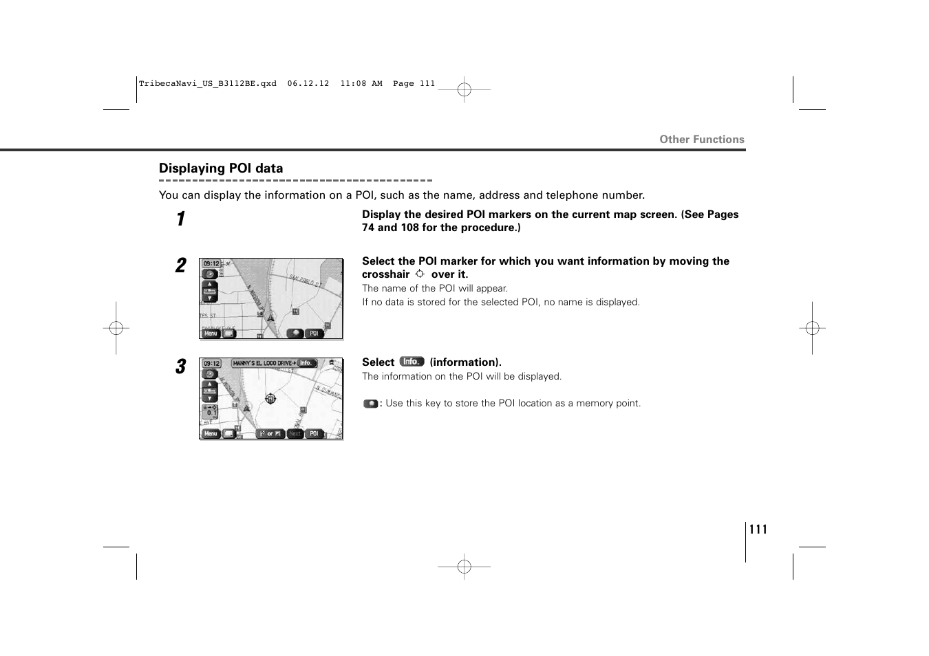 Subaru 2012 Tribeca Navigation System User Manual | Page 112 / 126