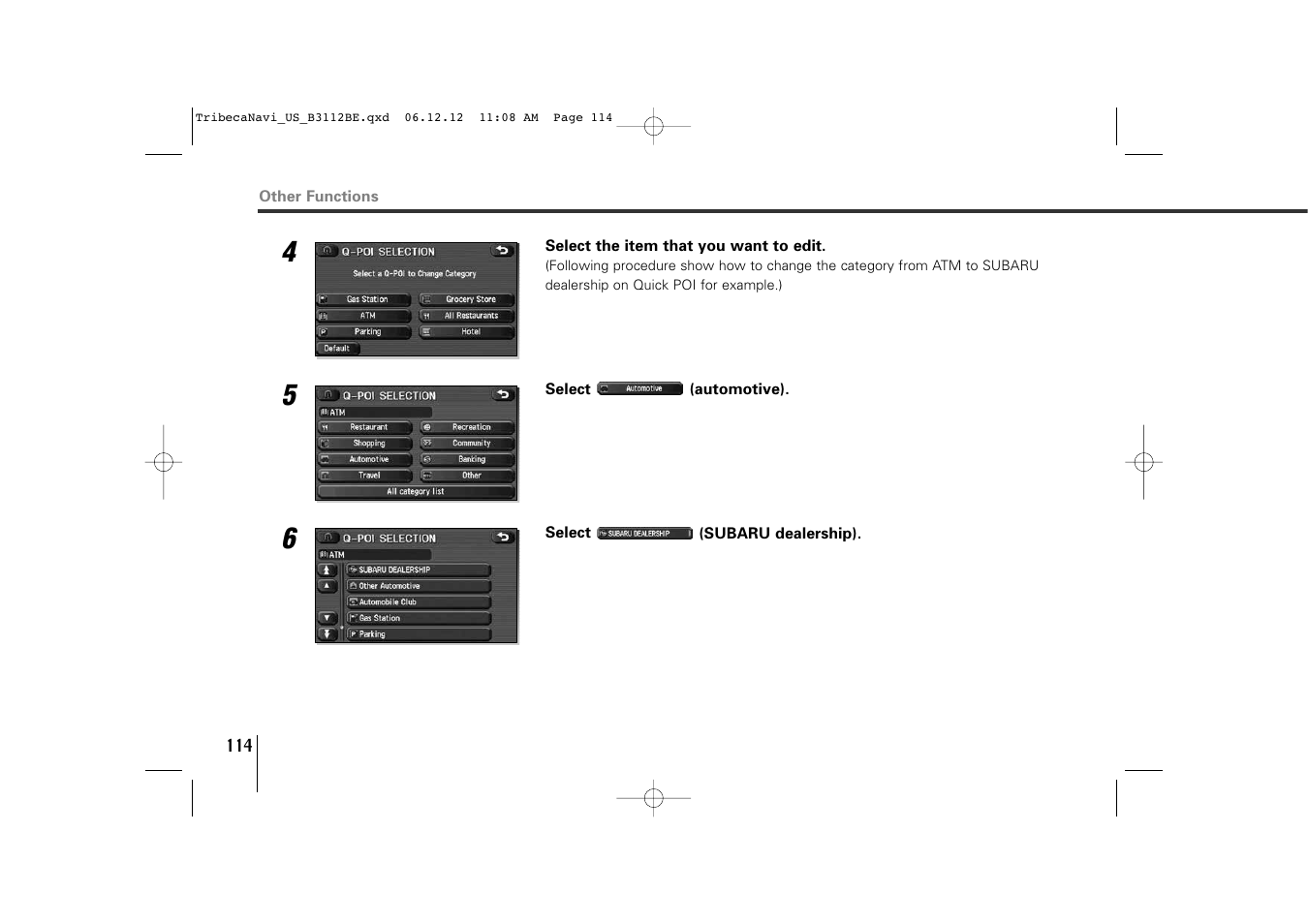 Subaru 2012 Tribeca Navigation System User Manual | Page 115 / 126