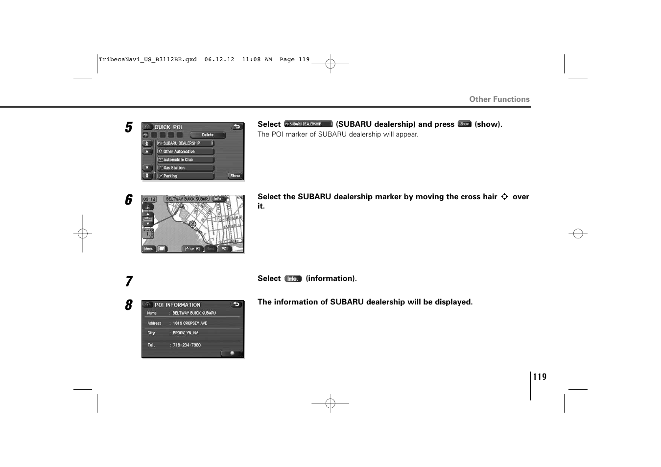 Subaru 2012 Tribeca Navigation System User Manual | Page 120 / 126