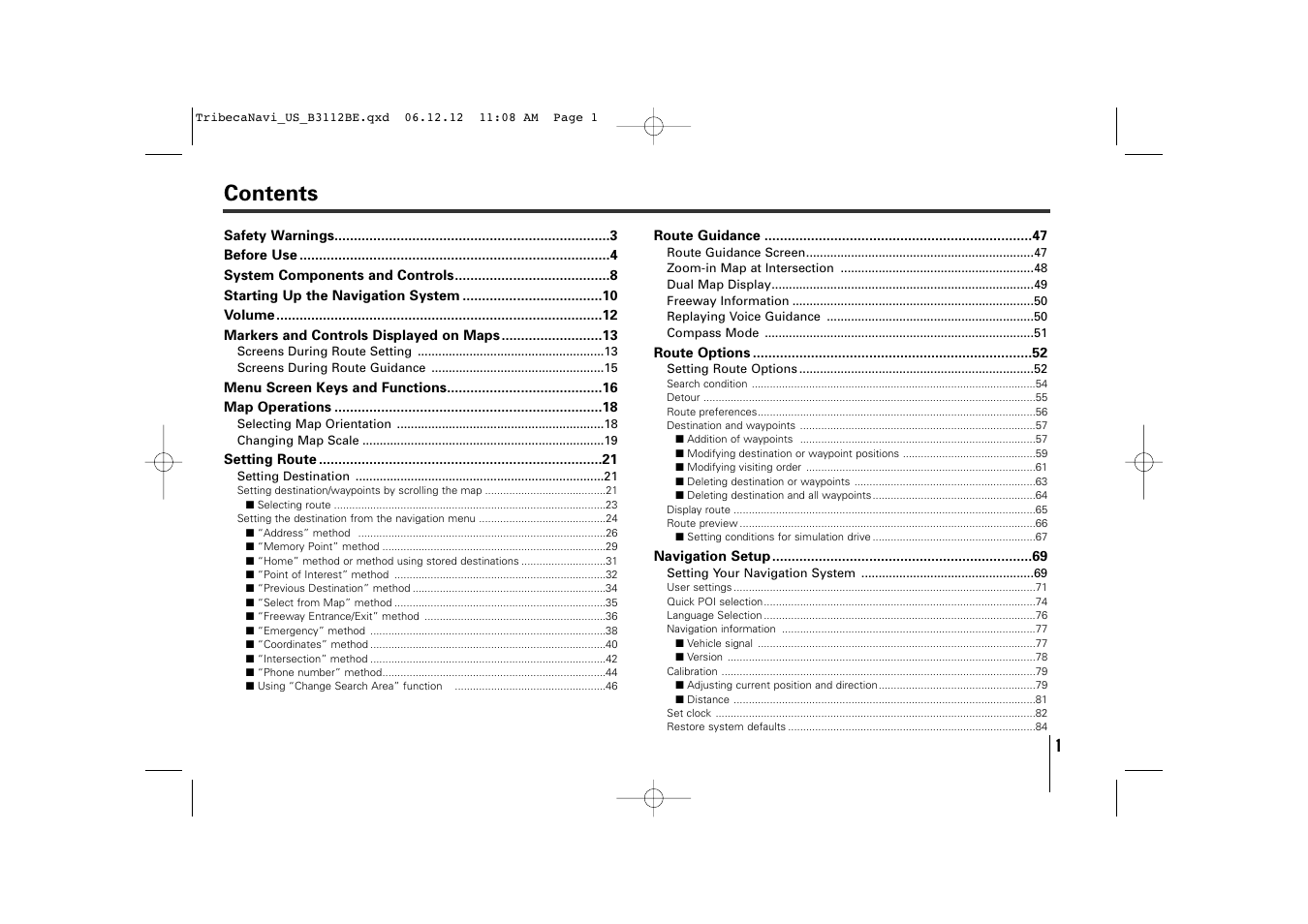 Subaru 2012 Tribeca Navigation System User Manual | Page 2 / 126