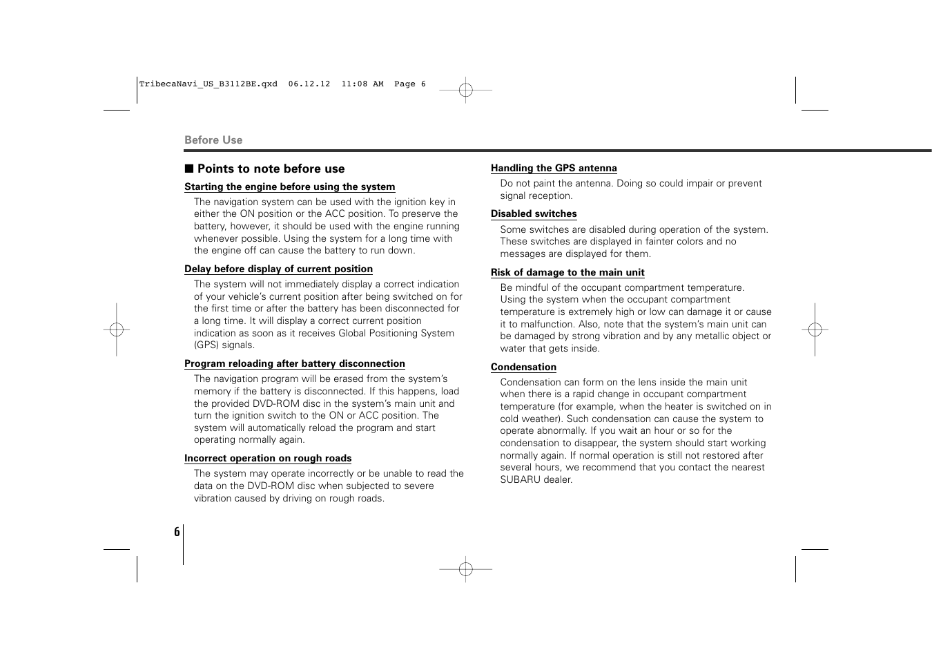 Subaru 2012 Tribeca Navigation System User Manual | Page 7 / 126