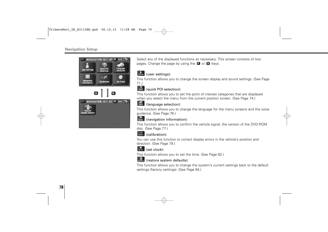 Subaru 2012 Tribeca Navigation System User Manual | Page 71 / 126