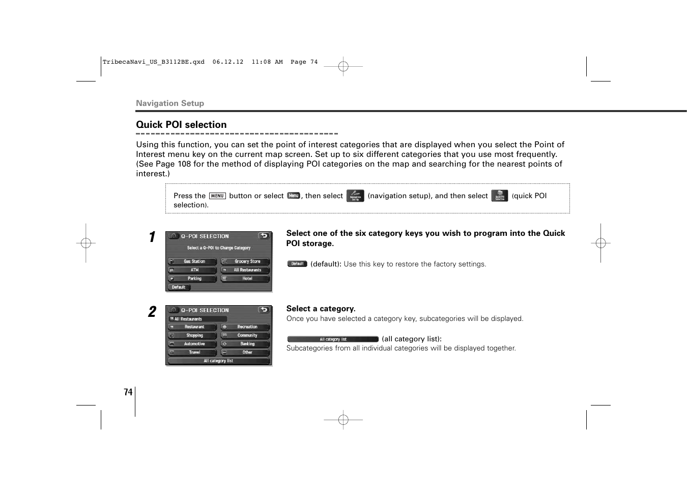 Subaru 2012 Tribeca Navigation System User Manual | Page 75 / 126