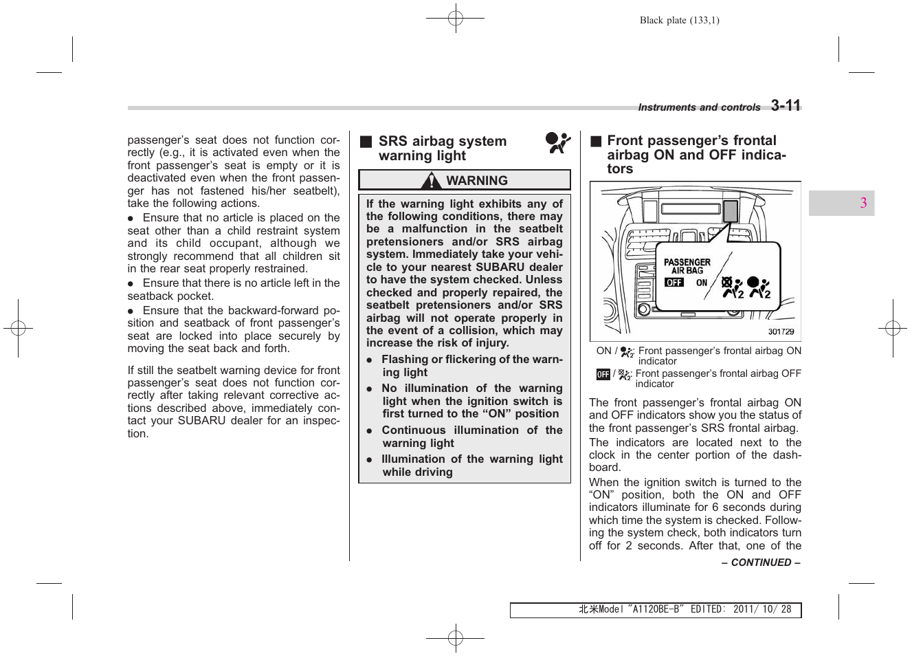Subaru 2012 Impreza User Manual | Page 125 / 447