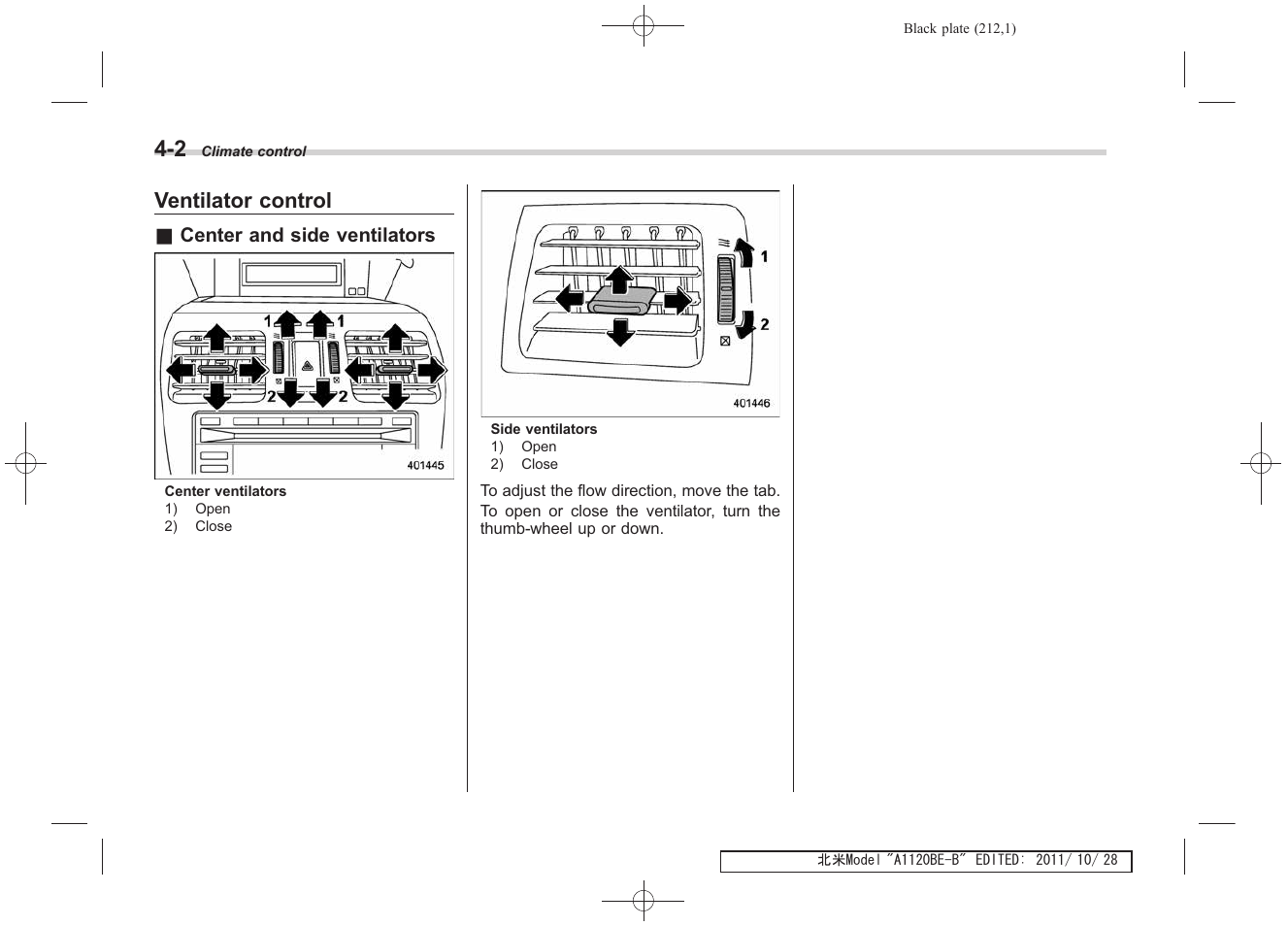 Ventilator control | Subaru 2012 Impreza User Manual | Page 200 / 447