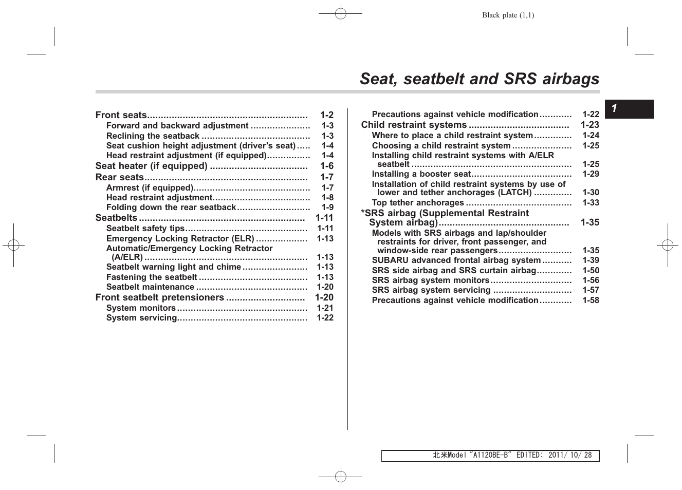 Msa5m1213ball_10, Seat, seatbelt and srs airbags | Subaru 2012 Impreza User Manual | Page 29 / 447