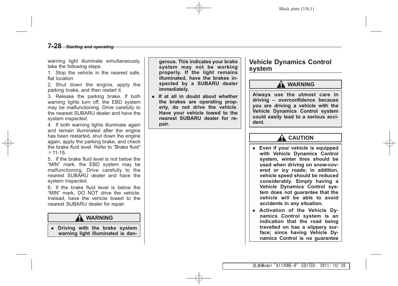 Vehicle dynamics control system | Subaru 2012 Impreza User Manual | Page 304 / 447