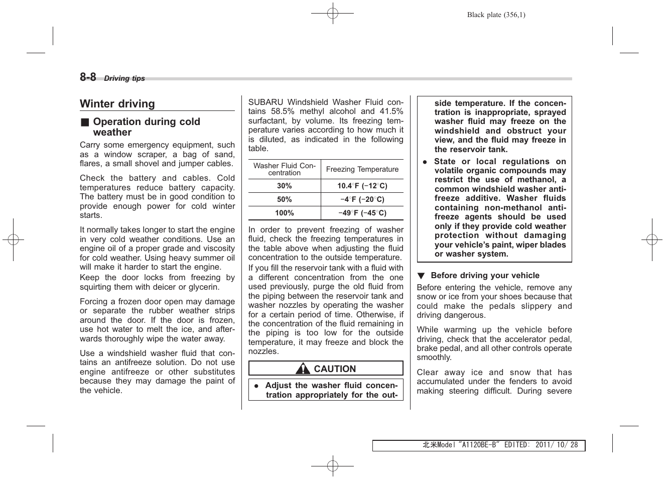 Winter driving | Subaru 2012 Impreza User Manual | Page 324 / 447