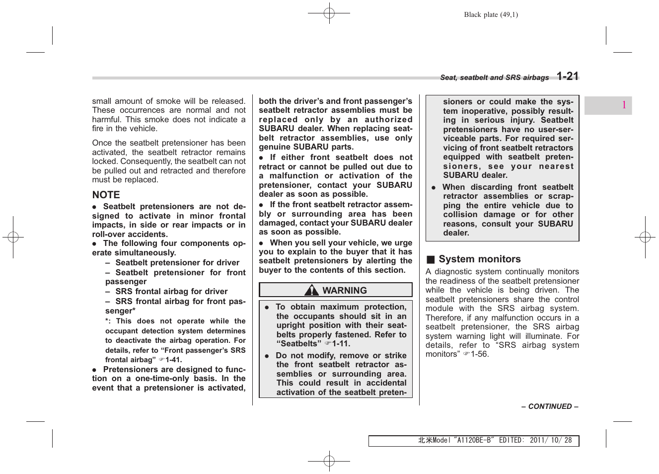 Subaru 2012 Impreza User Manual | Page 49 / 447