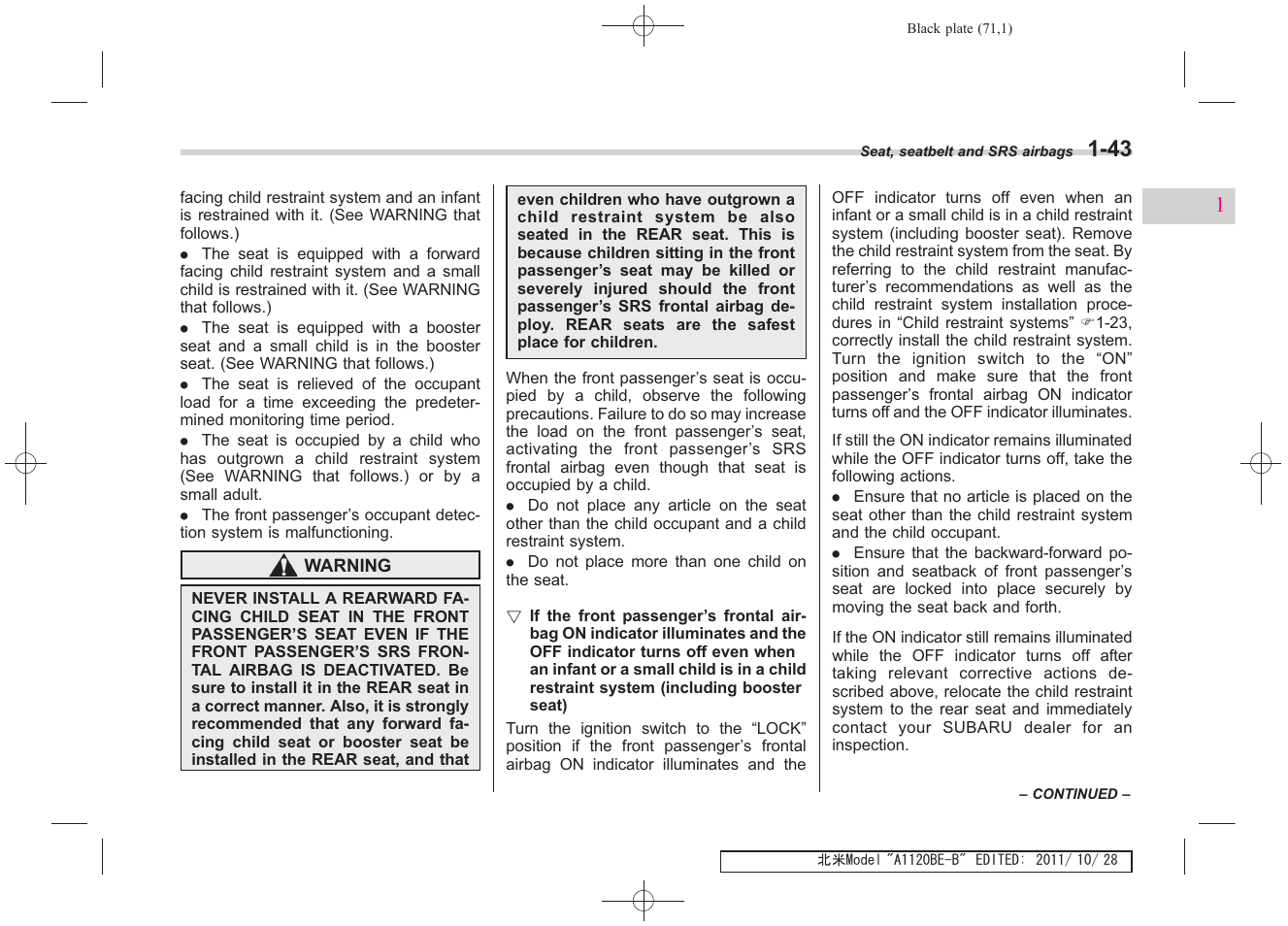 Subaru 2012 Impreza User Manual | Page 71 / 447