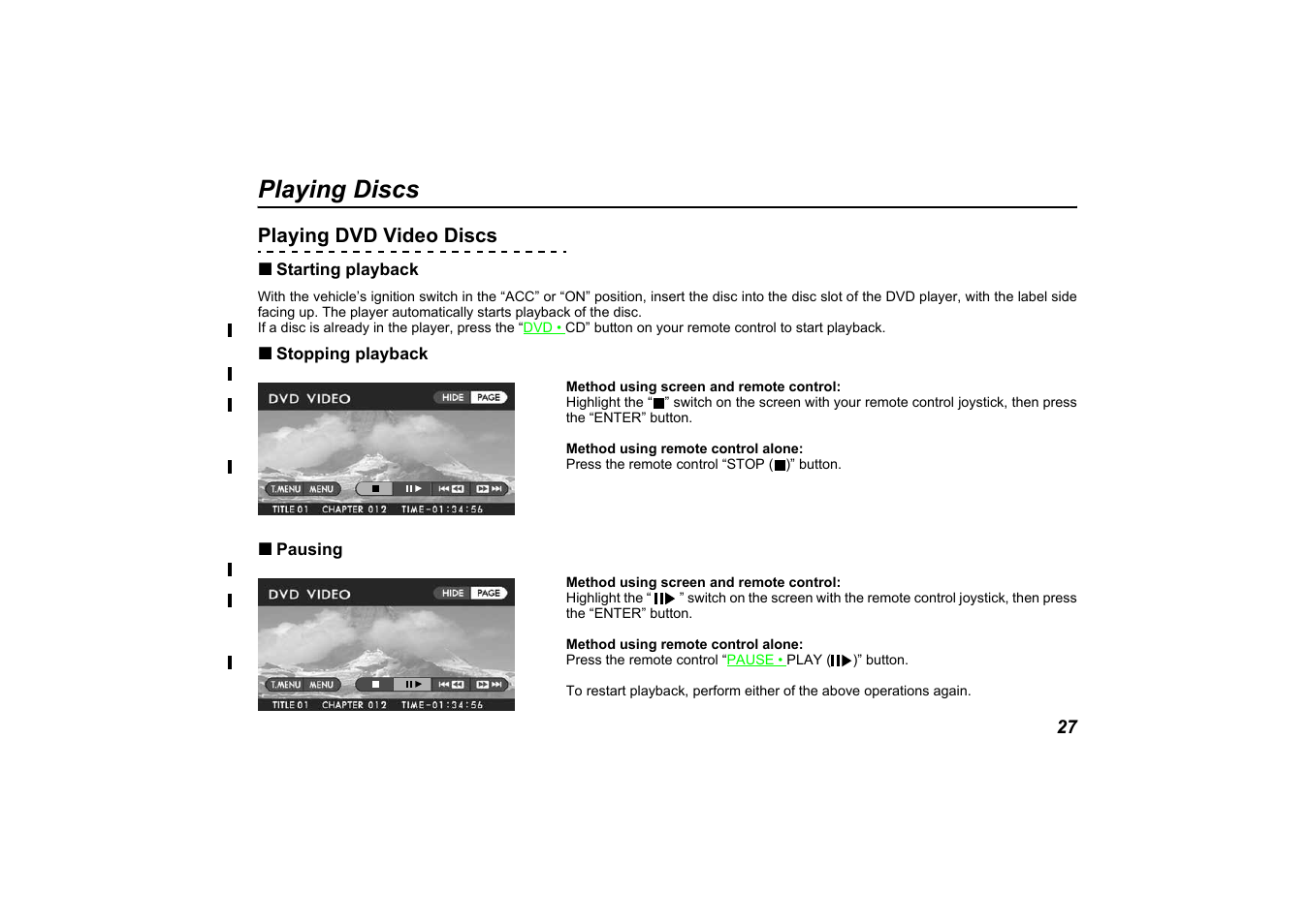 Playing discs, Playing dvd video discs | Subaru 2011 Tribeca User Manual | Page 101 / 580