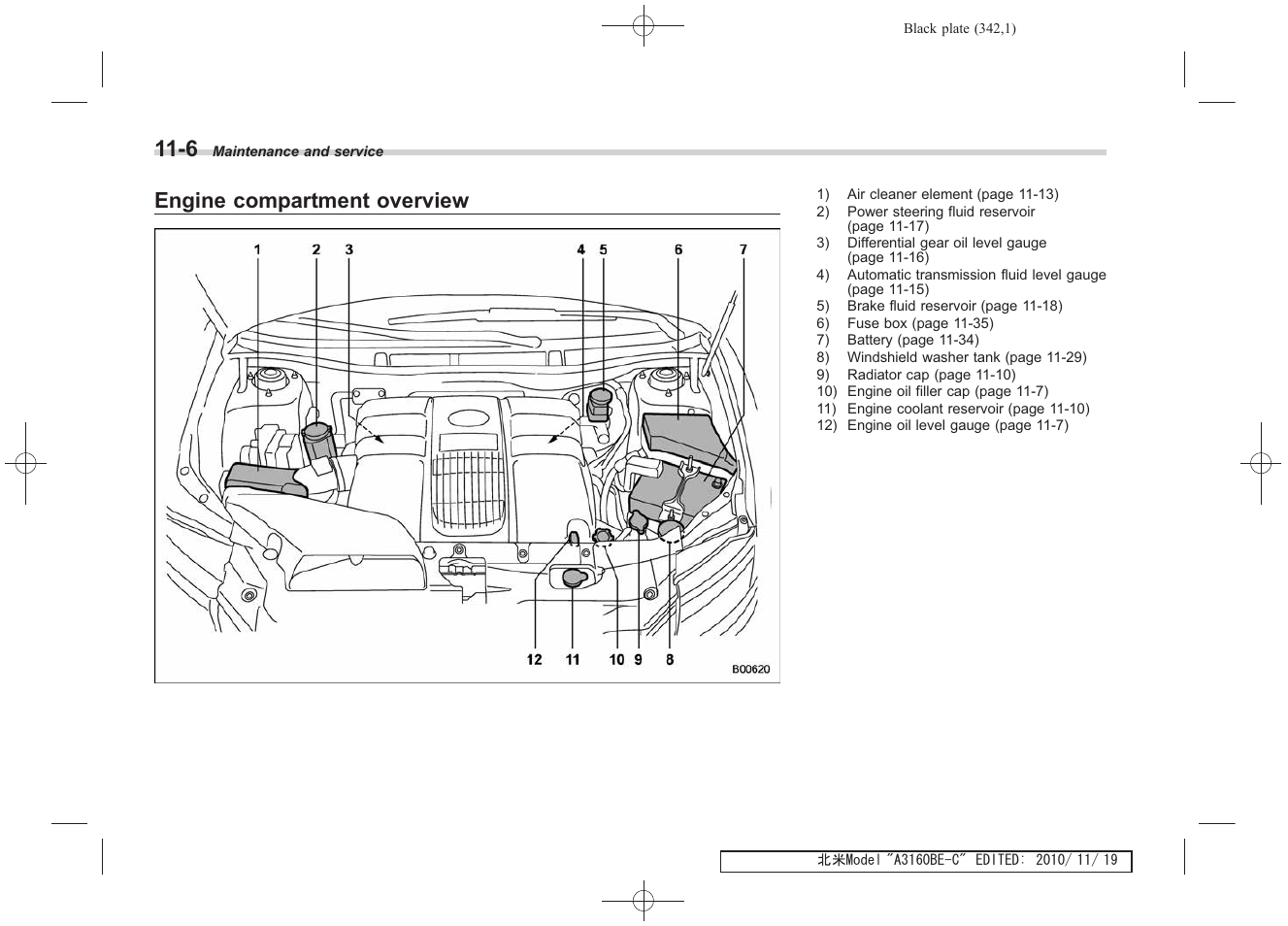 Engine compartment overview | Subaru 2011 Tribeca User Manual | Page 495 / 580
