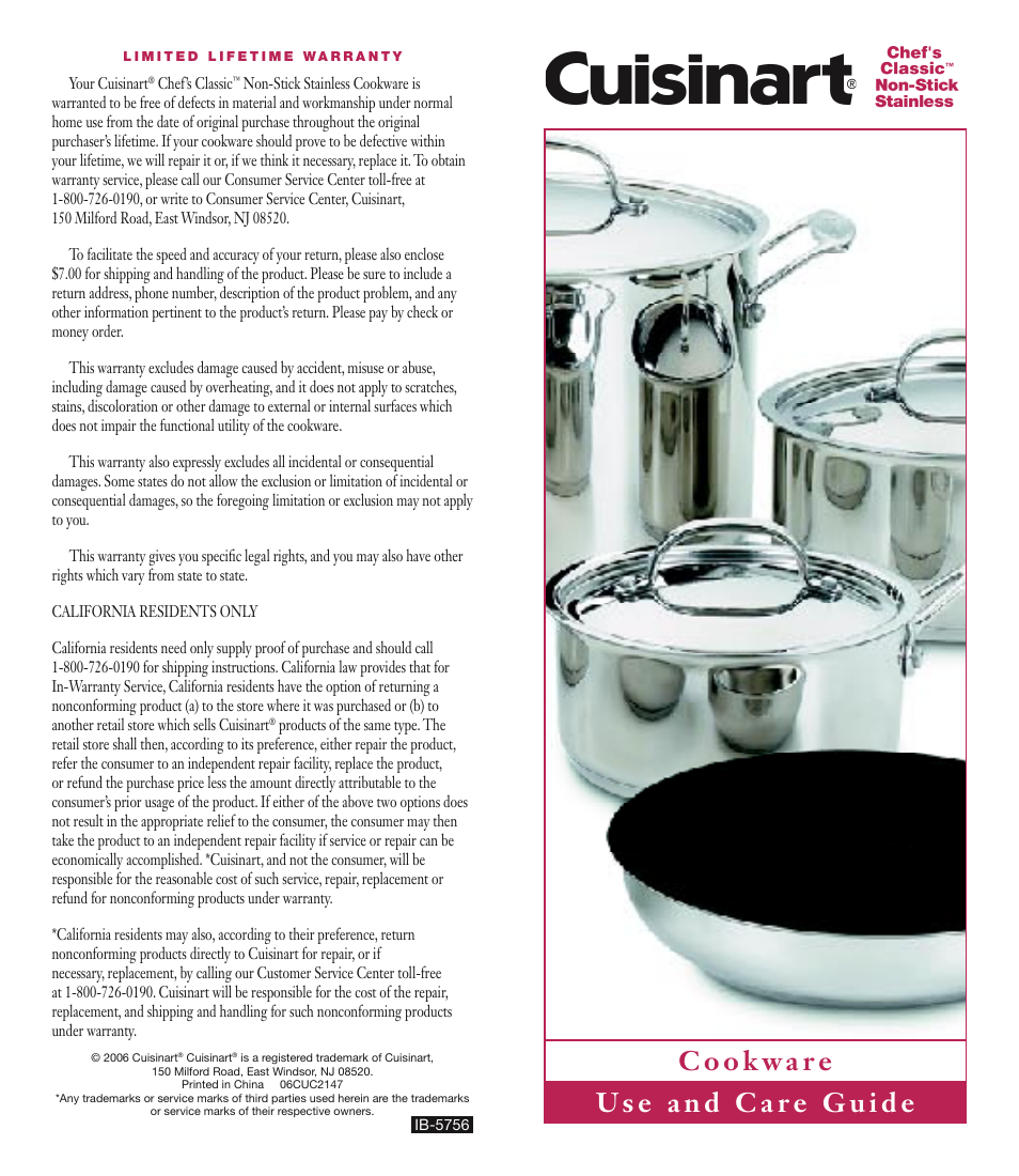 Cuisinart IB-5756 User Manual | 2 pages