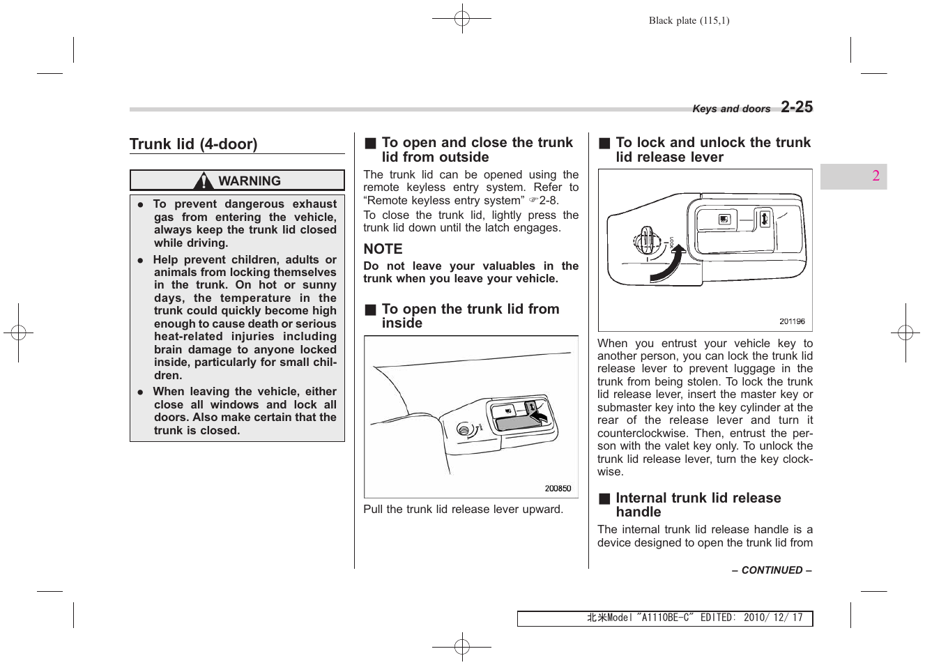 Subaru 2011 Impreza WRX User Manual | Page 115 / 459