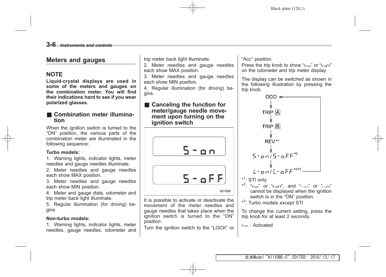 Meters and gauges | Subaru 2011 Impreza WRX User Manual | Page 126 / 459