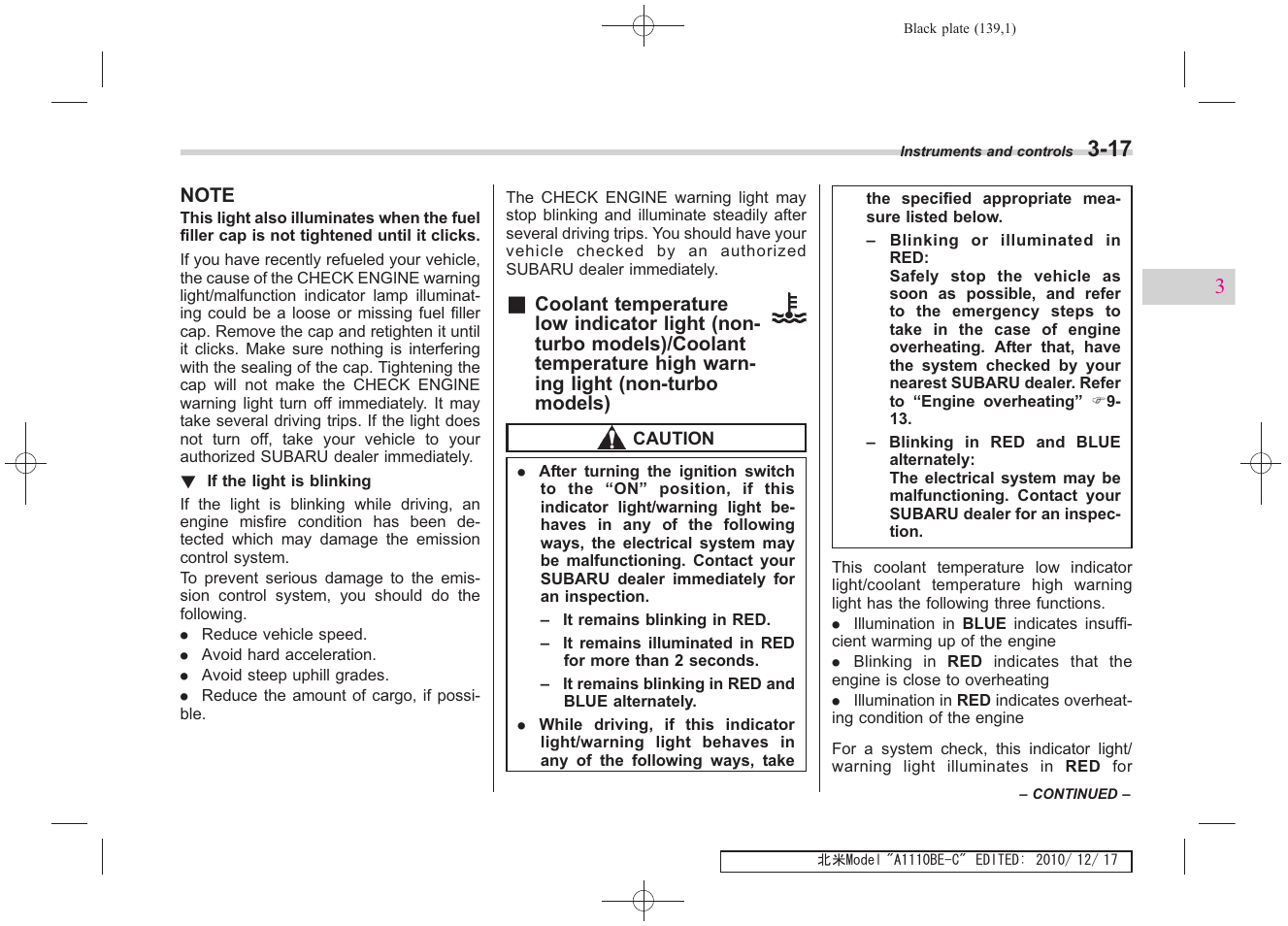 Subaru 2011 Impreza WRX User Manual | Page 137 / 459