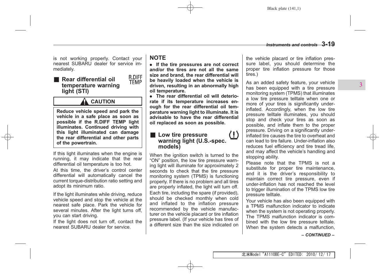 Subaru 2011 Impreza WRX User Manual | Page 139 / 459