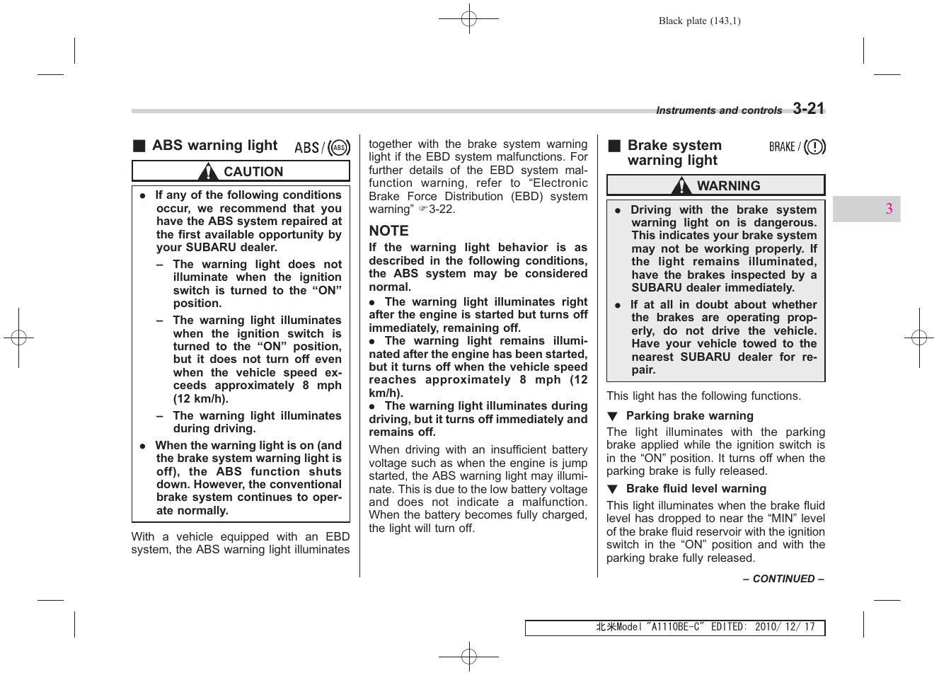 Subaru 2011 Impreza WRX User Manual | Page 141 / 459