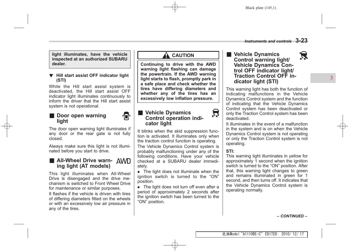 Subaru 2011 Impreza WRX User Manual | Page 143 / 459