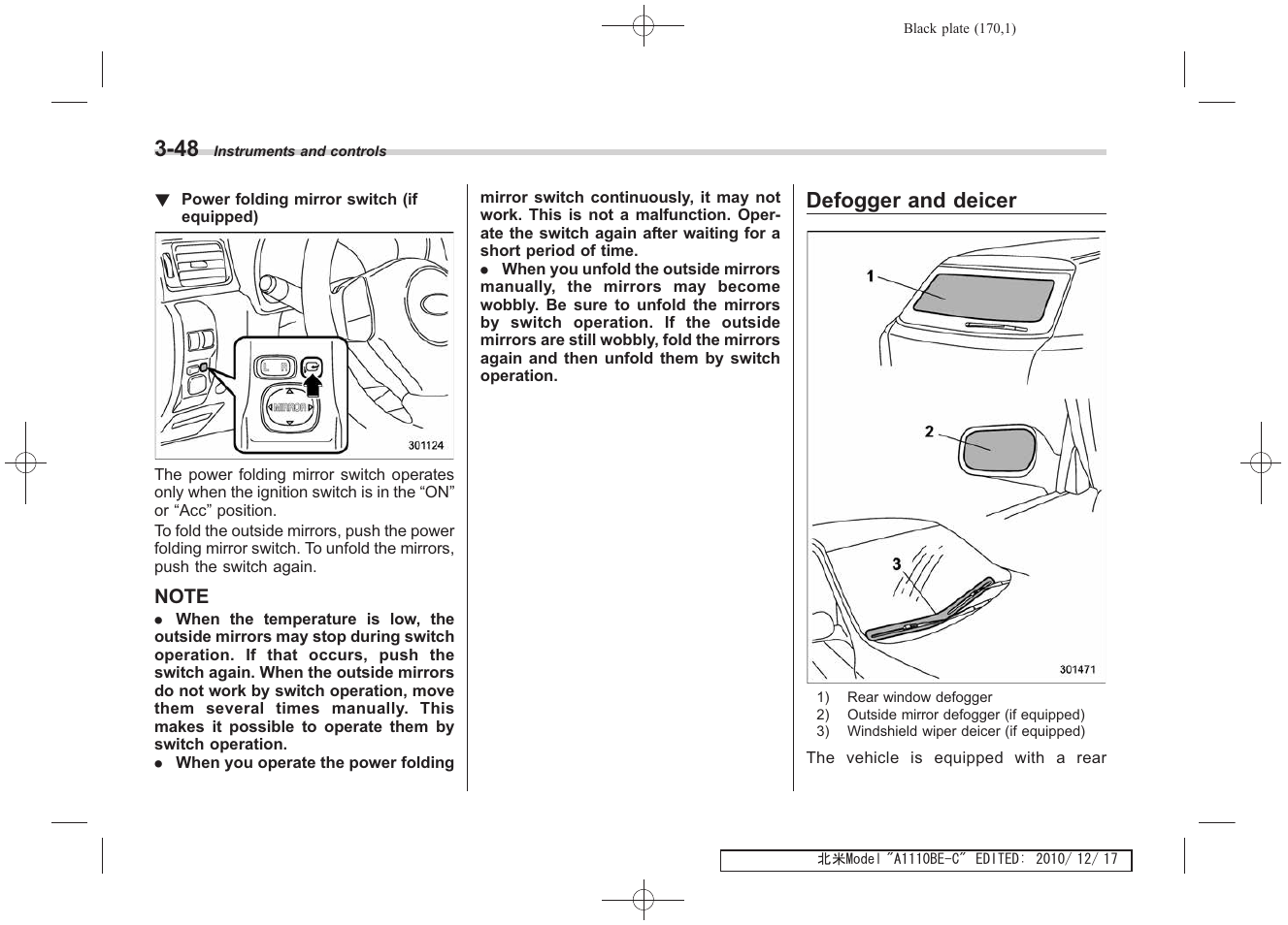 Defogger and deicer | Subaru 2011 Impreza WRX User Manual | Page 168 / 459