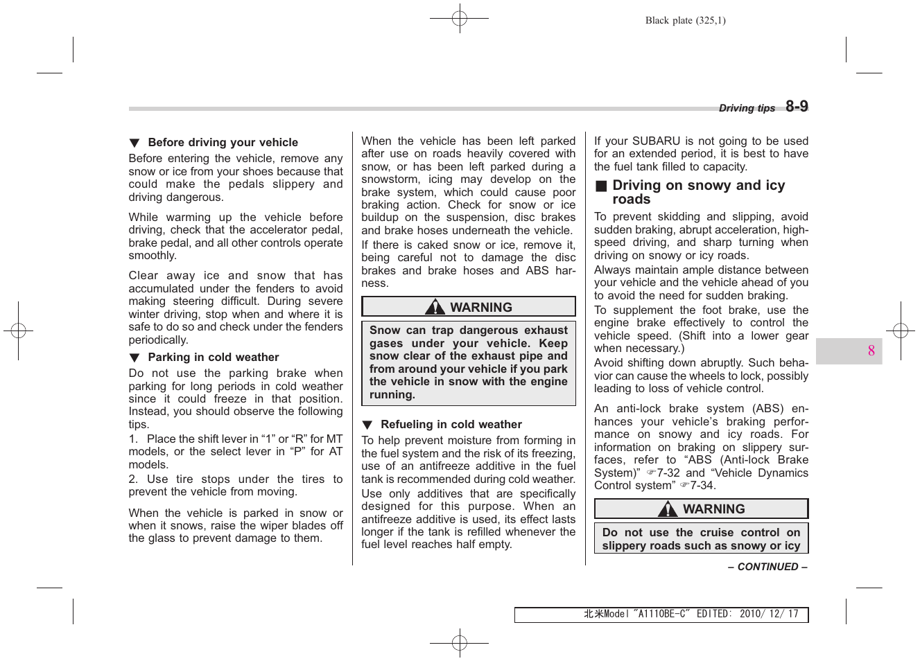 Subaru 2011 Impreza WRX User Manual | Page 321 / 459