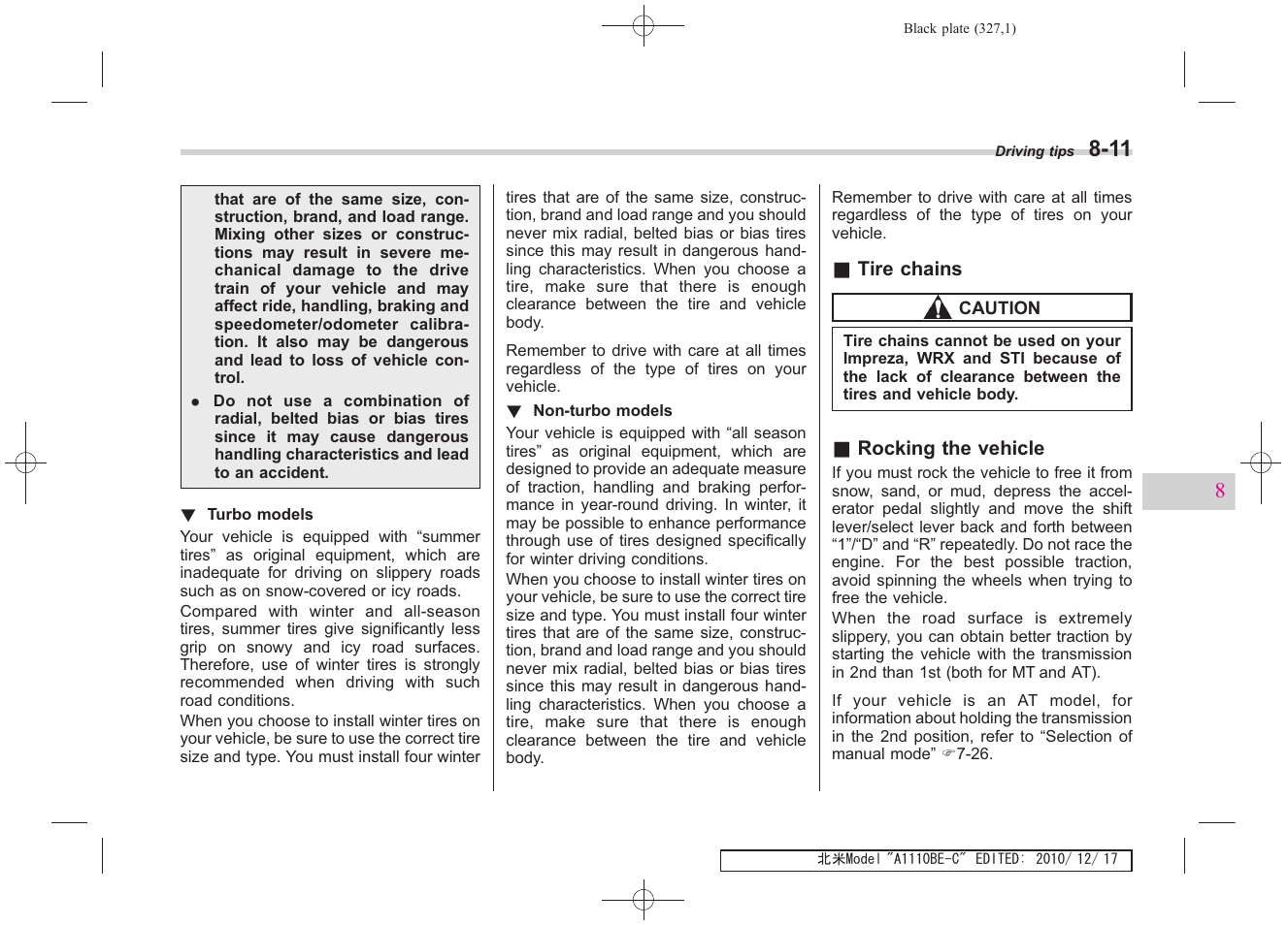 Subaru 2011 Impreza WRX User Manual | Page 323 / 459