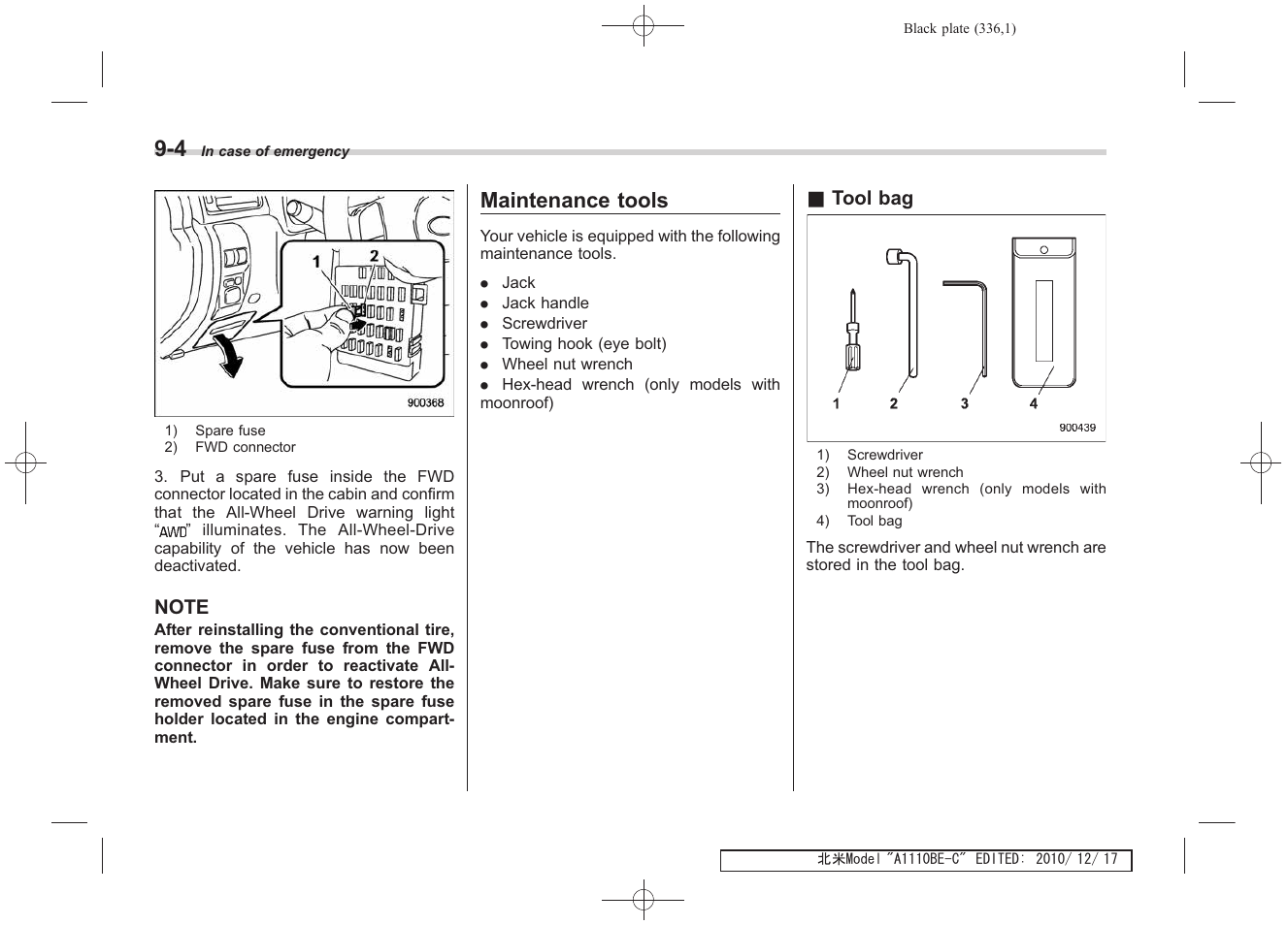 Maintenance tools | Subaru 2011 Impreza WRX User Manual | Page 332 / 459