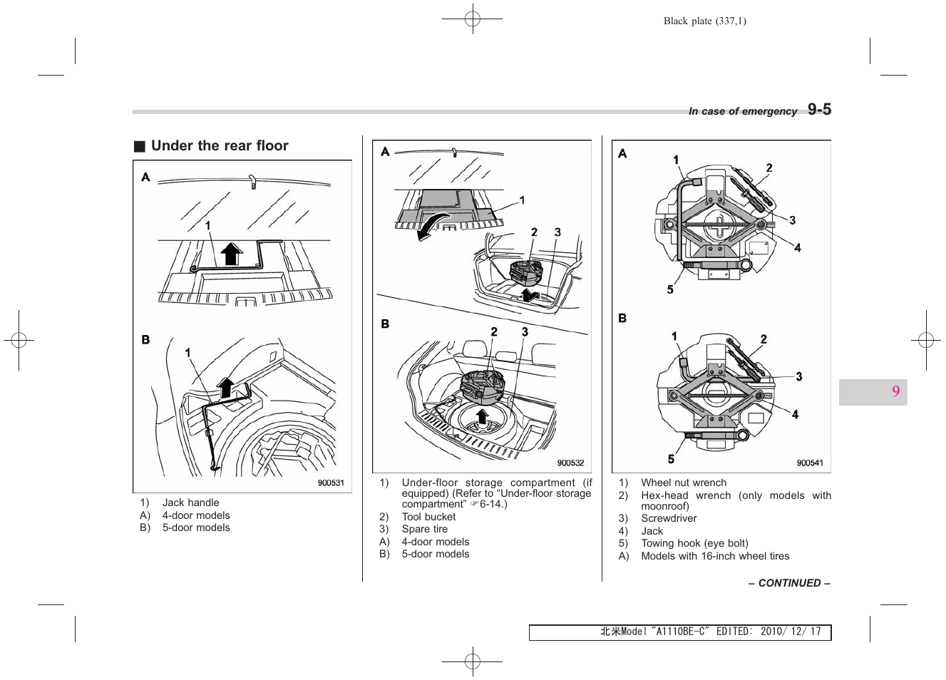 Under the rear floor | Subaru 2011 Impreza WRX User Manual | Page 333 / 459