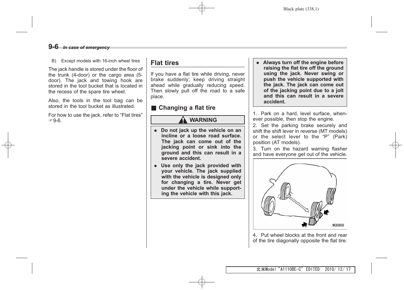 Flat tires | Subaru 2011 Impreza WRX User Manual | Page 334 / 459