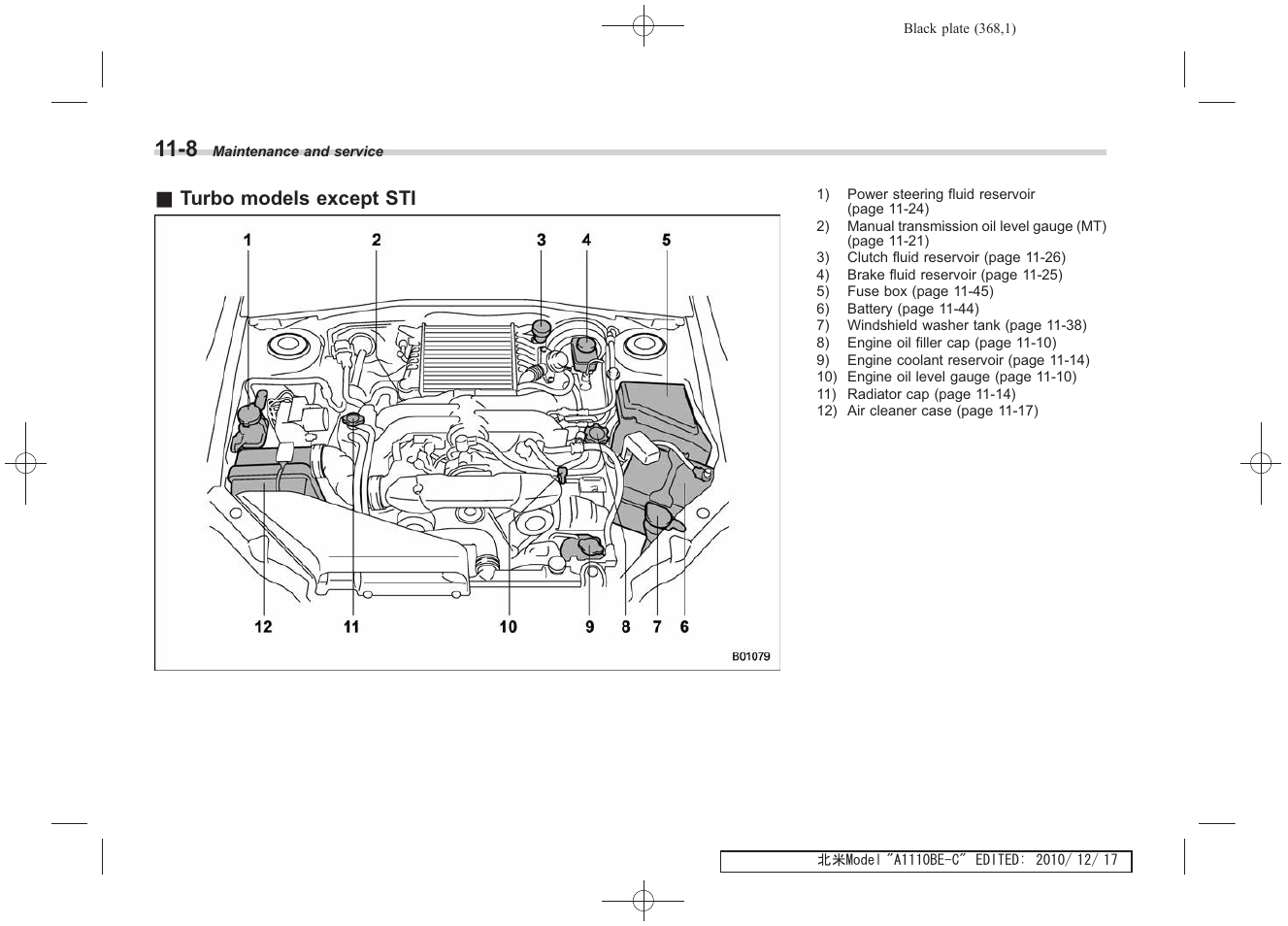 Turbo models except sti | Subaru 2011 Impreza WRX User Manual | Page 362 / 459