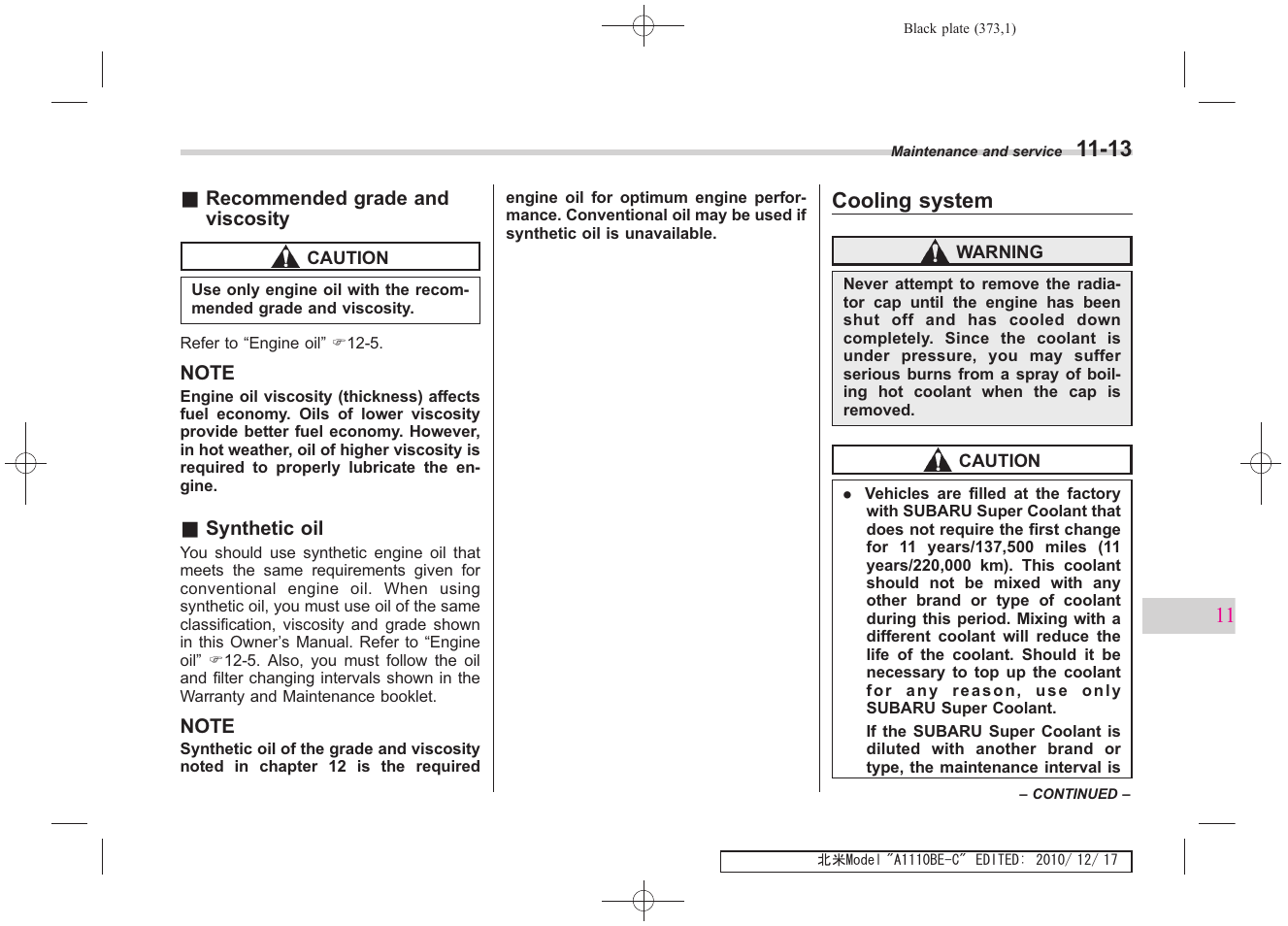 Subaru 2011 Impreza WRX User Manual | Page 367 / 459