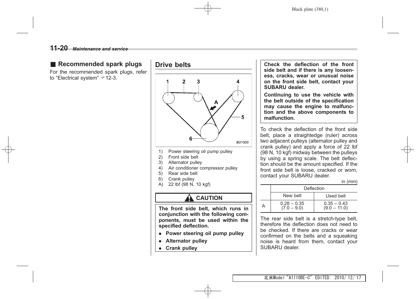 Drive belts | Subaru 2011 Impreza WRX User Manual | Page 374 / 459