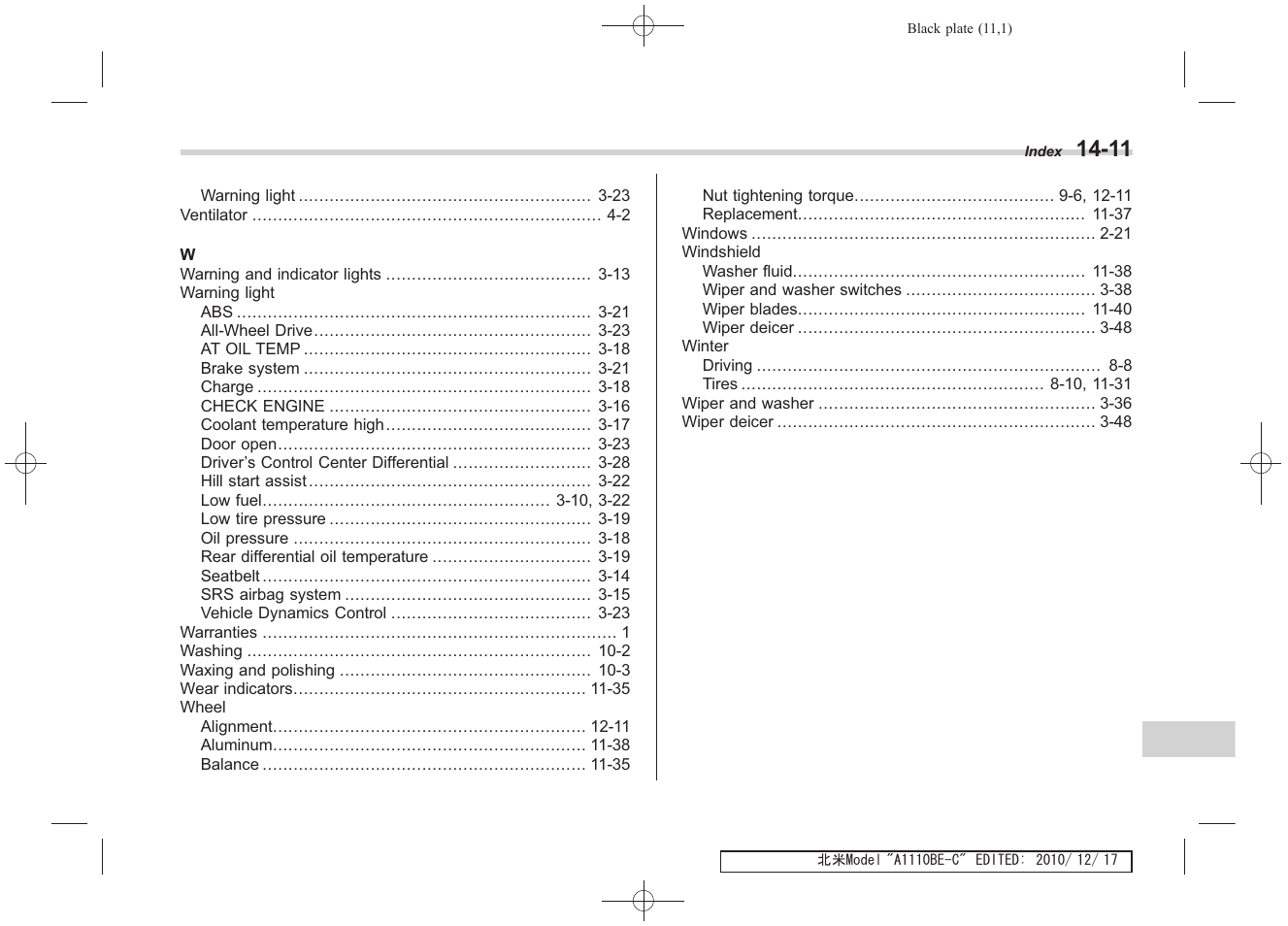 Subaru 2011 Impreza WRX User Manual | Page 457 / 459