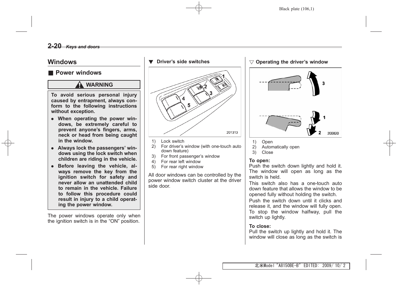 Windows | Subaru 2010 Forester User Manual | Page 117 / 414