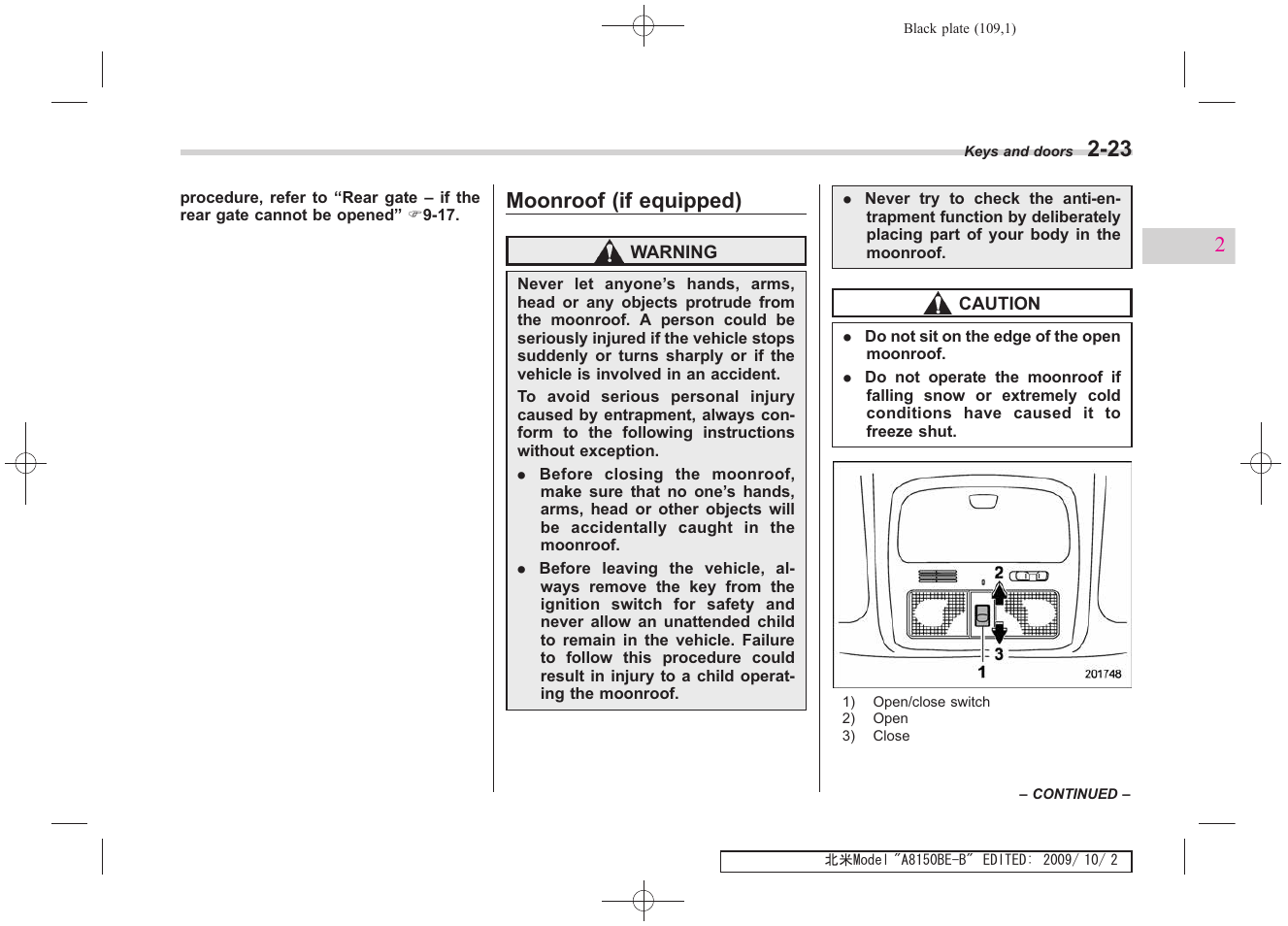 Moonroof (if equipped) | Subaru 2010 Forester User Manual | Page 120 / 414