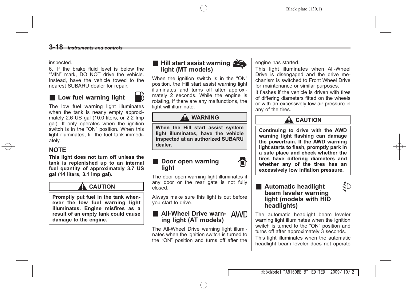Subaru 2010 Forester User Manual | Page 141 / 414