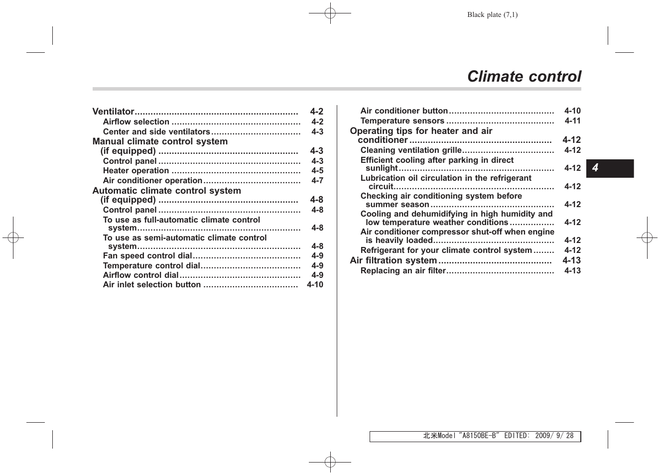 Climate control | Subaru 2010 Forester User Manual | Page 168 / 414