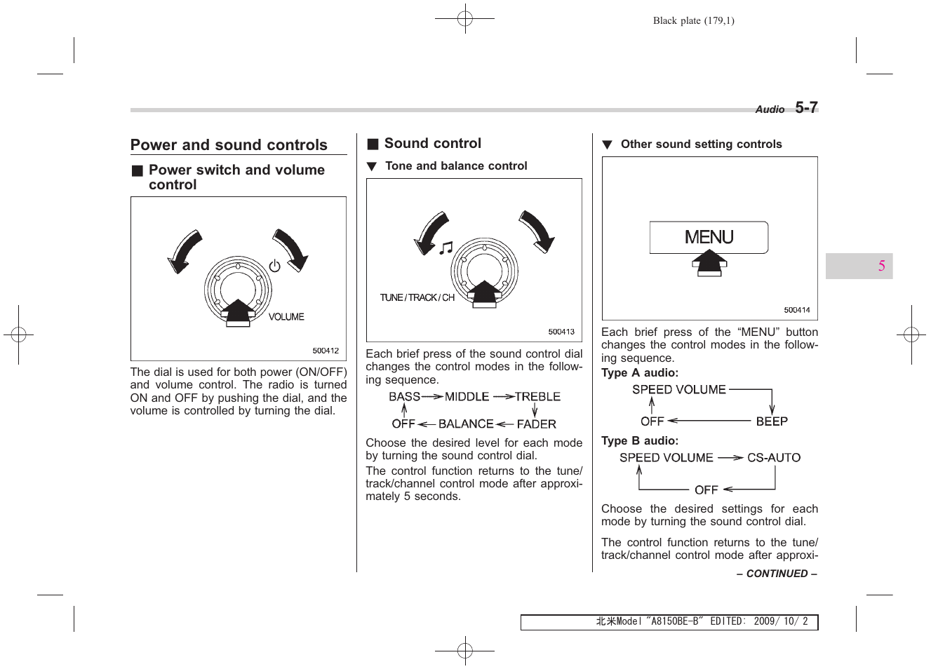 Power and sound controls | Subaru 2010 Forester User Manual | Page 190 / 414