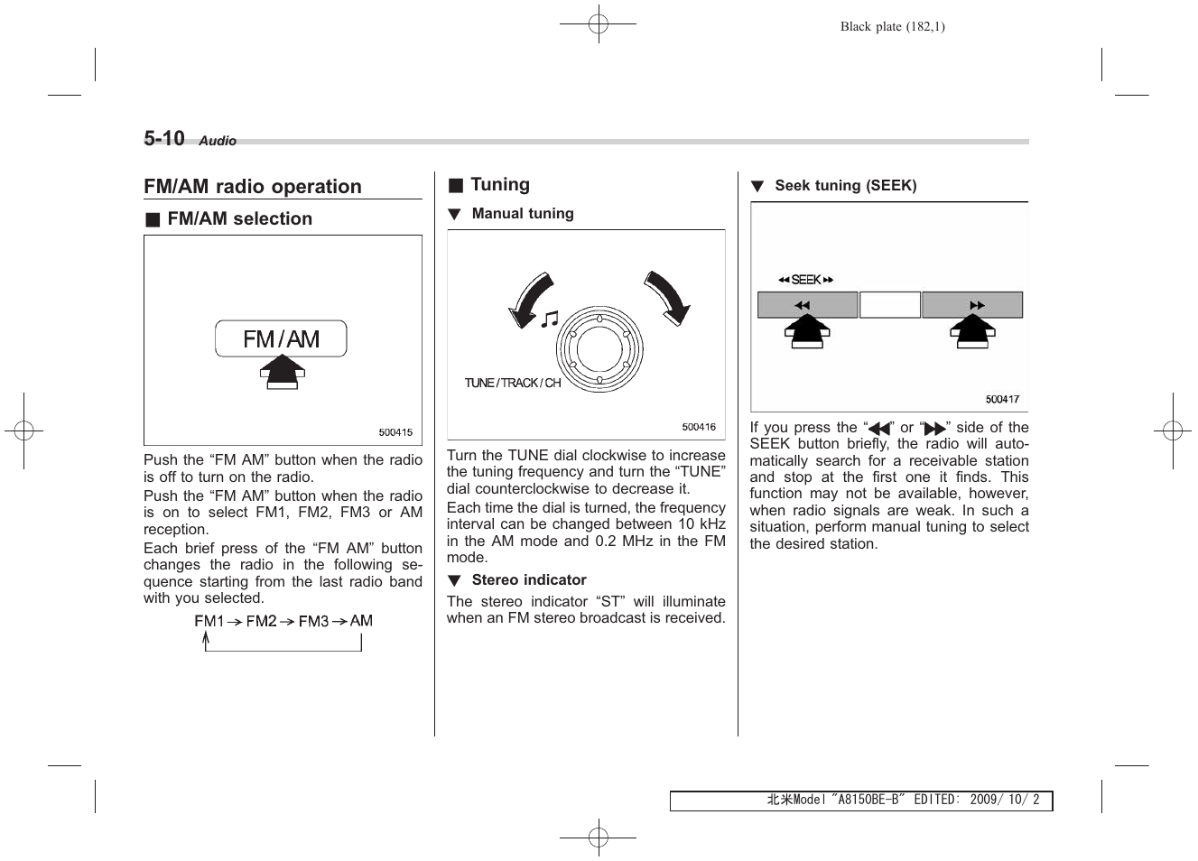 Fm/am radio operation | Subaru 2010 Forester User Manual | Page 193 / 414