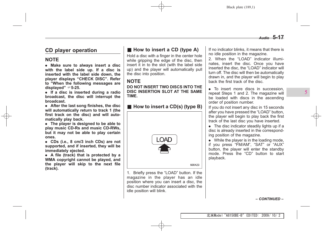 Cd player operation | Subaru 2010 Forester User Manual | Page 200 / 414