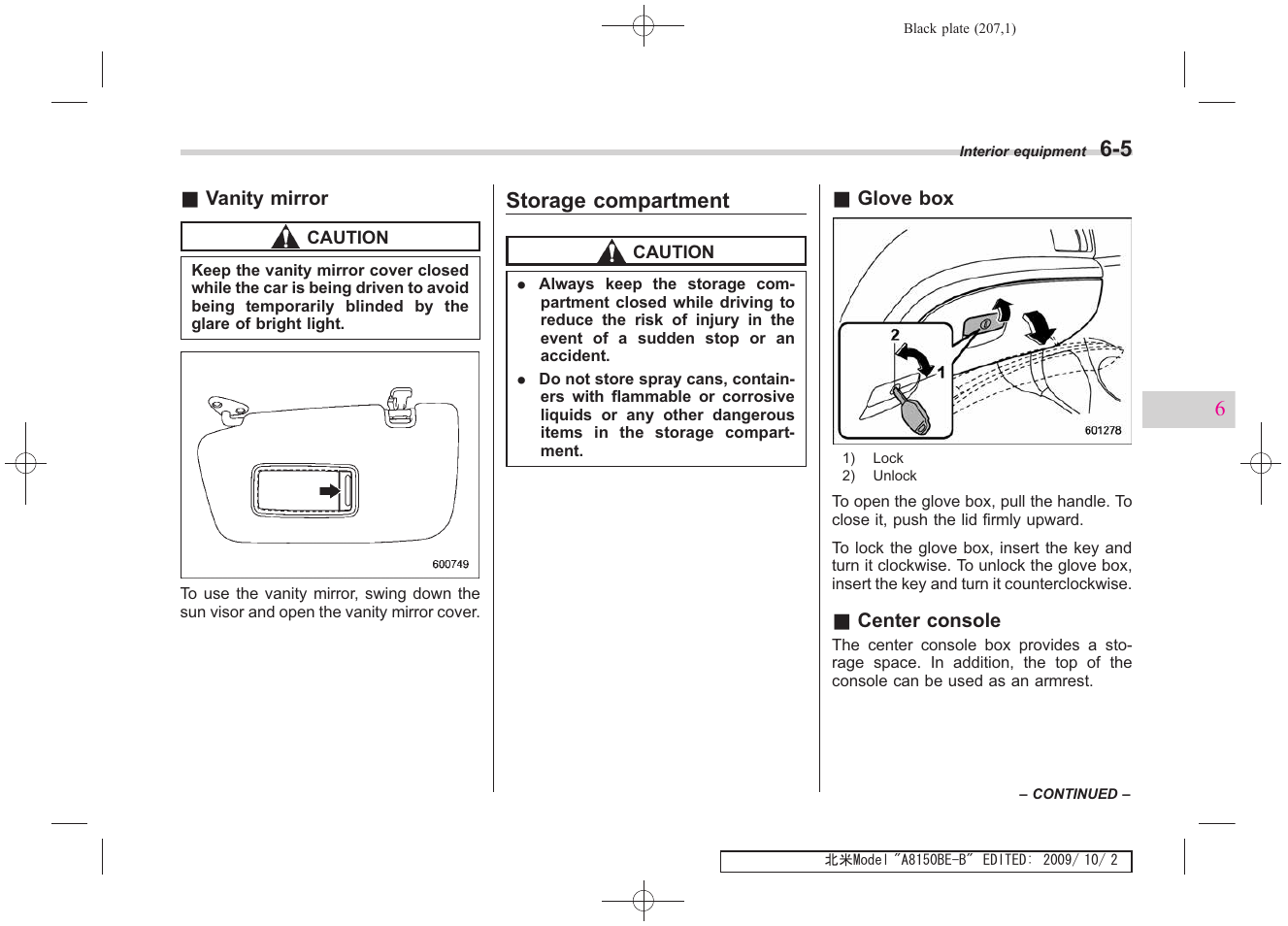 Storage compartment | Subaru 2010 Forester User Manual | Page 218 / 414