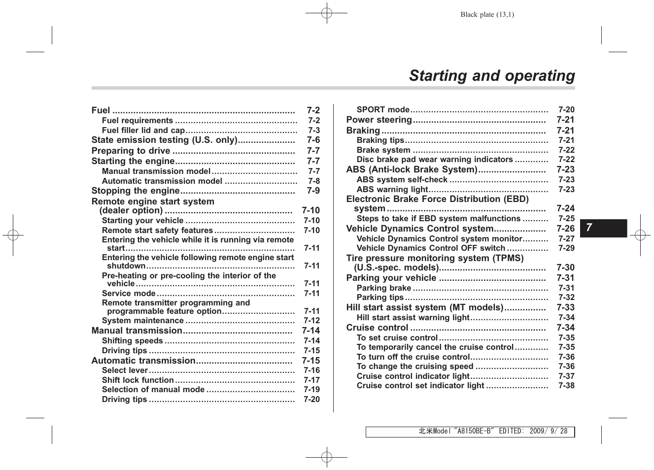 Starting and operating | Subaru 2010 Forester User Manual | Page 230 / 414