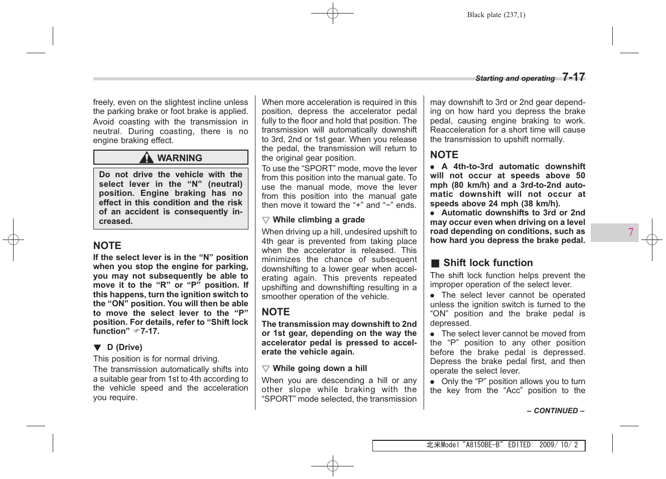 Subaru 2010 Forester User Manual | Page 246 / 414