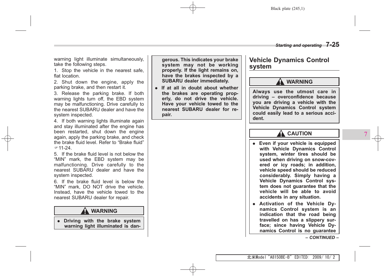 Vehicle dynamics control system | Subaru 2010 Forester User Manual | Page 254 / 414