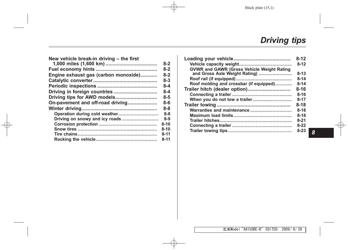 Driving tips | Subaru 2010 Forester User Manual | Page 268 / 414