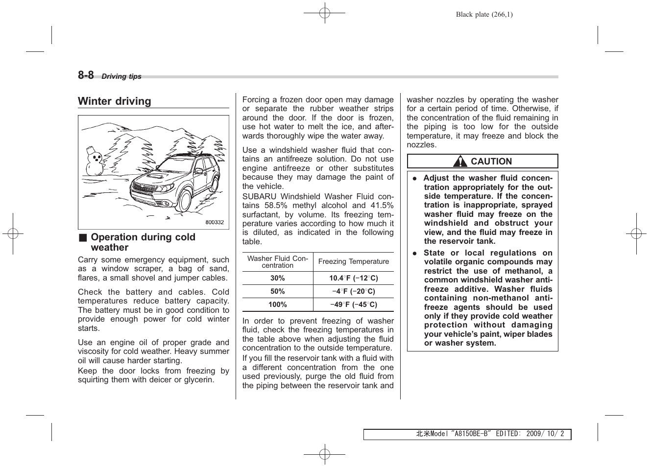 Winter driving | Subaru 2010 Forester User Manual | Page 275 / 414