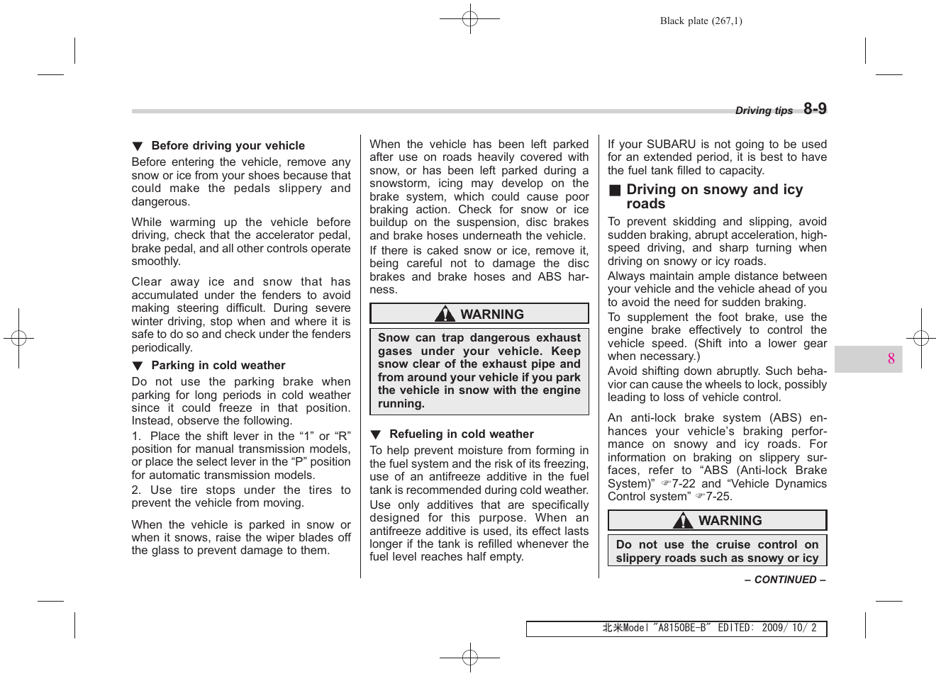 Subaru 2010 Forester User Manual | Page 276 / 414