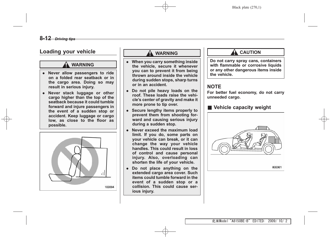 Loading your vehicle | Subaru 2010 Forester User Manual | Page 279 / 414